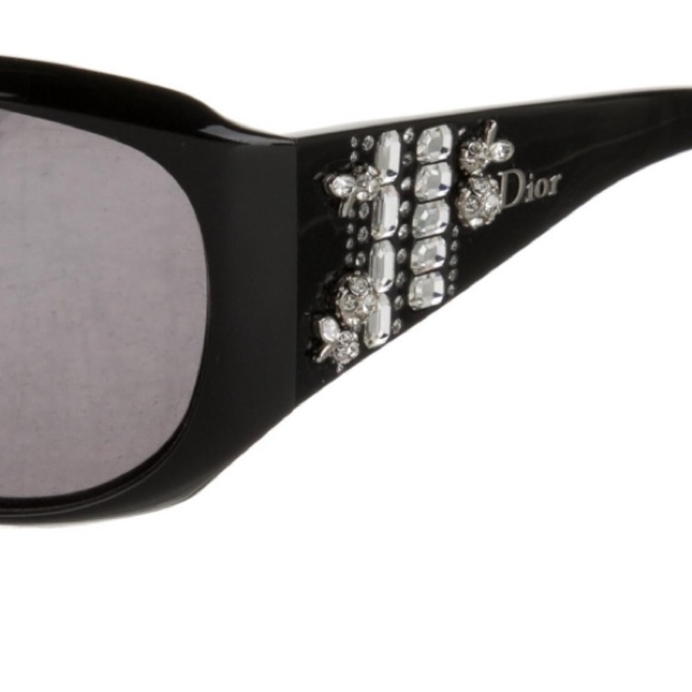 Dior Limited Swarovski Crystals Black Acetone Tinted Oversized Sunglasses - Picture 1 of 11